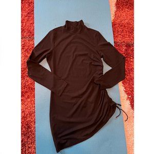 Theory Long Sleeve Side Ruched Mock Neck Mini Dress